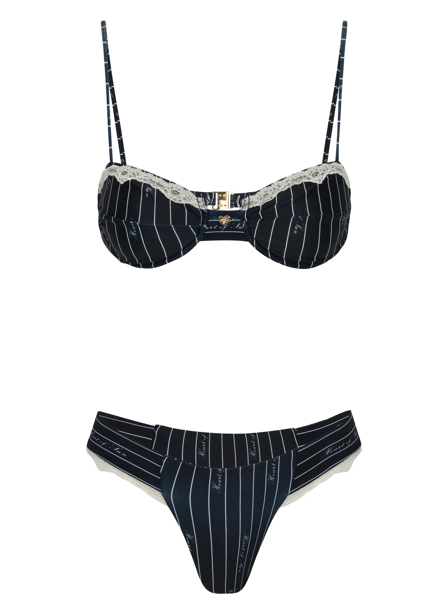 Belle Ch??rie Underwire Bikini Top | Pinstripe Self Fabric Tie Closure