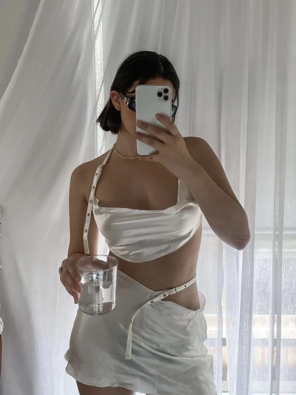 Reinforced Stitching Layered Neckline Details HARLOW TOP | IVORY