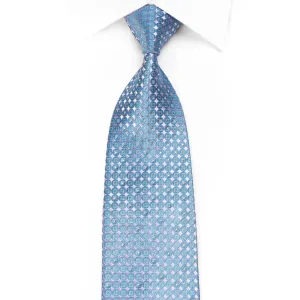 Renoma Men's Crystal Silk Necktie Mauve Geometric On Blue With Silver Sparkles