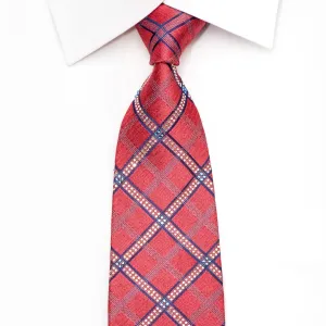 Renoma Men's Rhinestone Silk Tie Checker On Pink With Silver Sparkles