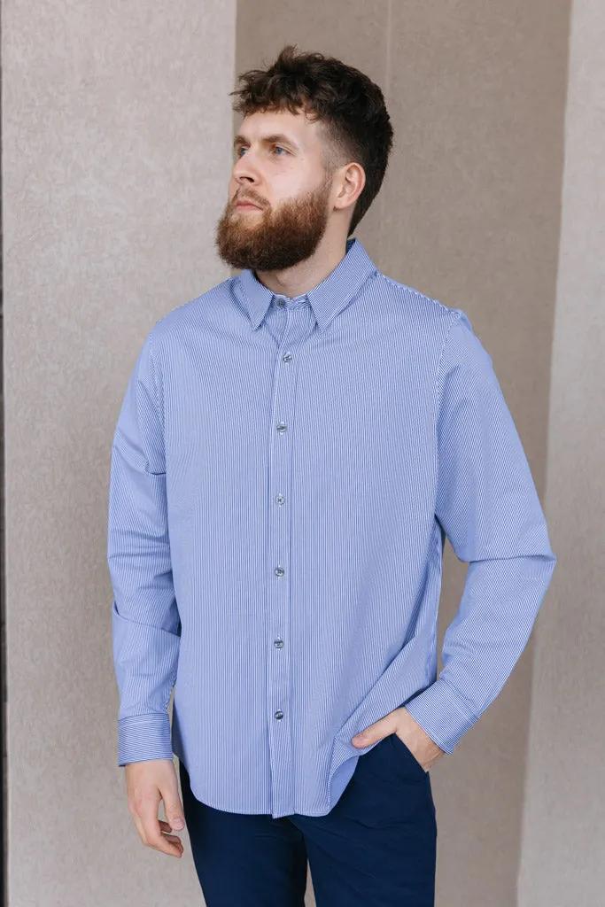 Rhone Commuter Shirt, Blue Stripe