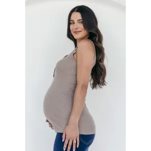 Ribbed Pop Button Maternity Tank Top