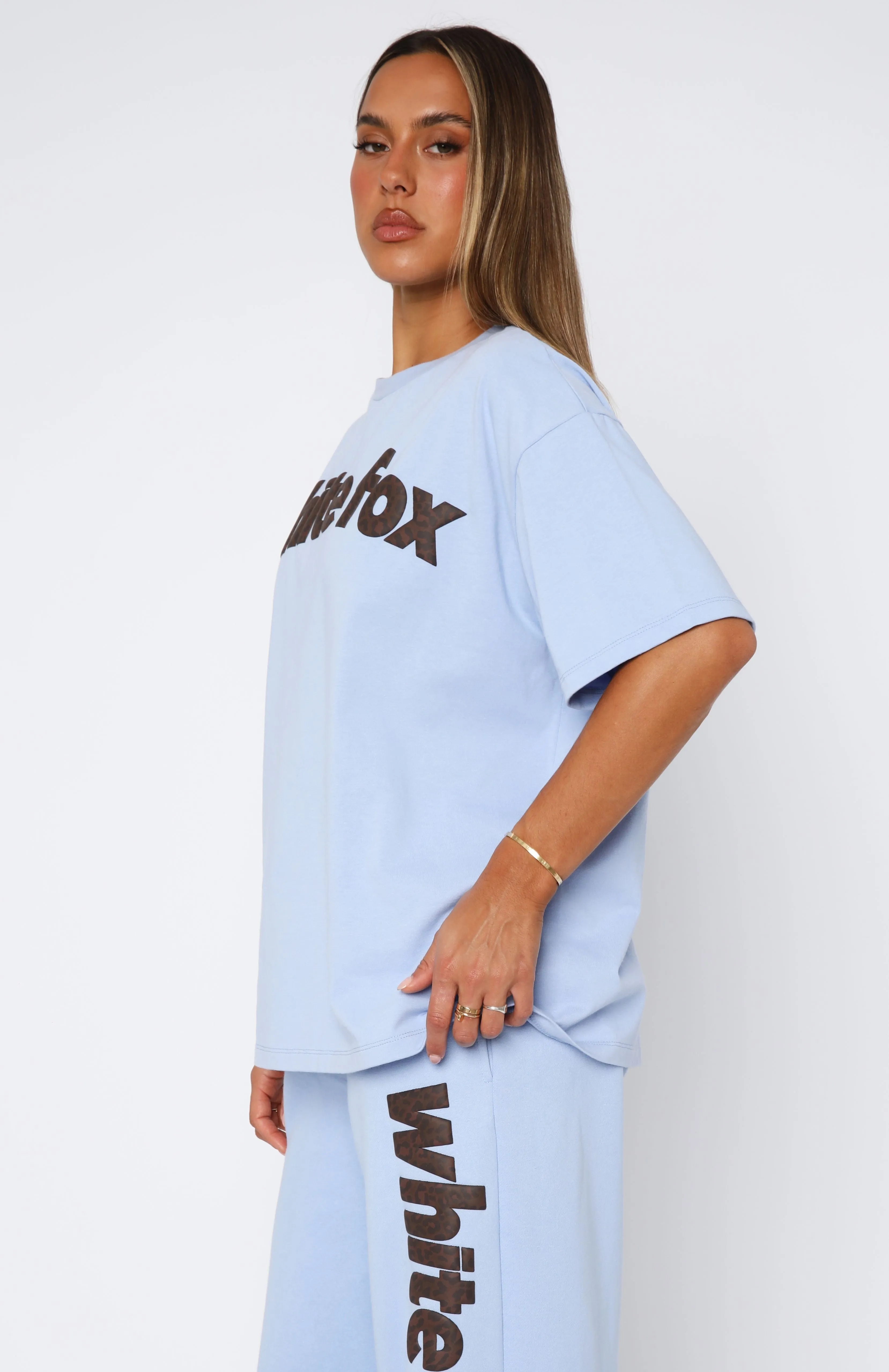 From The Archives Allora Oversized Tee Blue Anti Snag Fabric