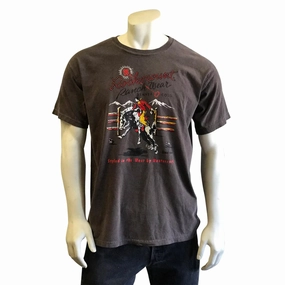 Rockmount Mens Bronc Rider Brown 100% Cotton S/S T-Shirt Elegant Sporty Chic