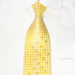 Rogers Dail Silk Rhinestone Necktie Yellow White Foulard With Silver Sparkles