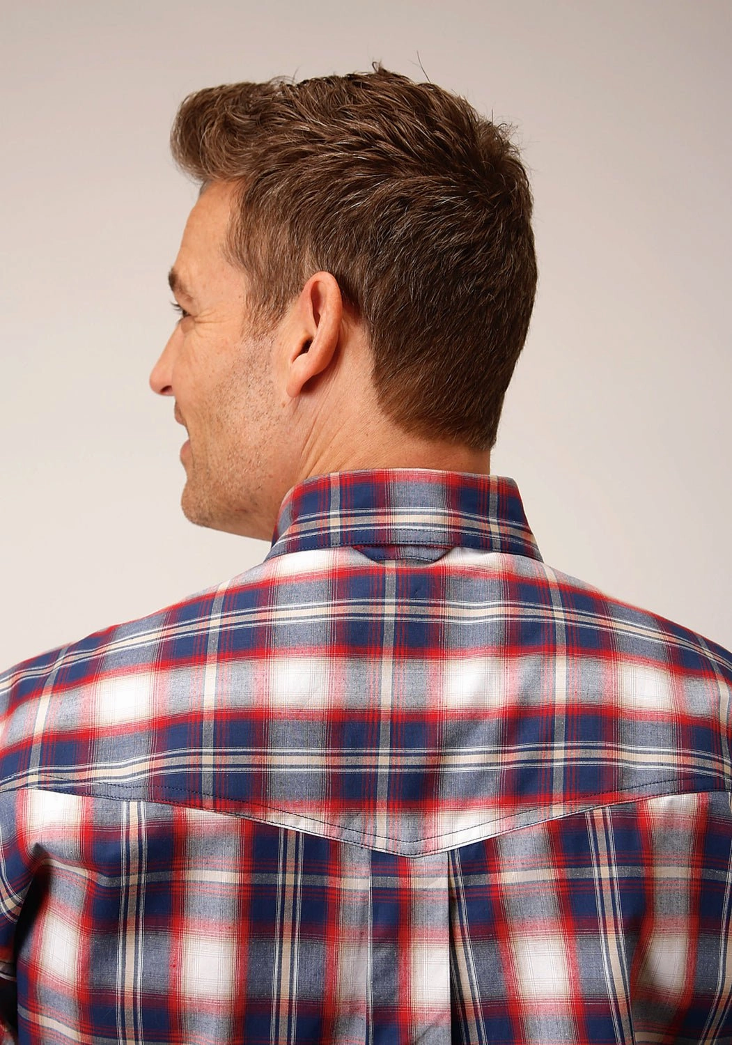 Roper Mens 1553 Independence Plaid Blue 100% Cotton Btn S/S Shirt Multi Layer Stitching Seasonal Trend