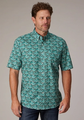 Relaxed Comfort Roper Mens 2018 Paisley Jade 100% Cotton 1 Pkt S/S Shirt