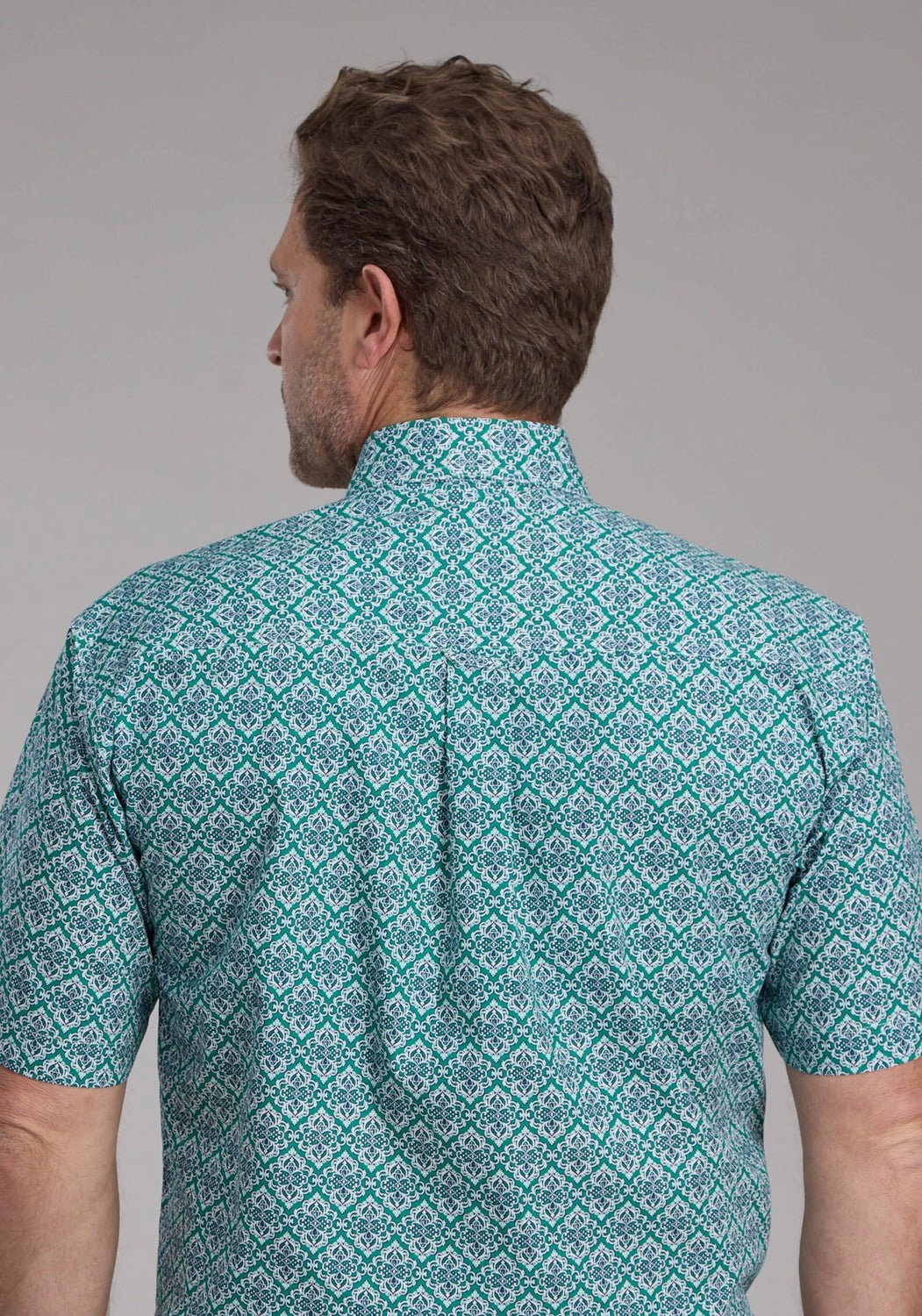 Roper Mens 2380 Jade Medallion Green 100% Cotton 1 Pkt S/S Shirt Cooling Mesh Lining Minimalist Closure