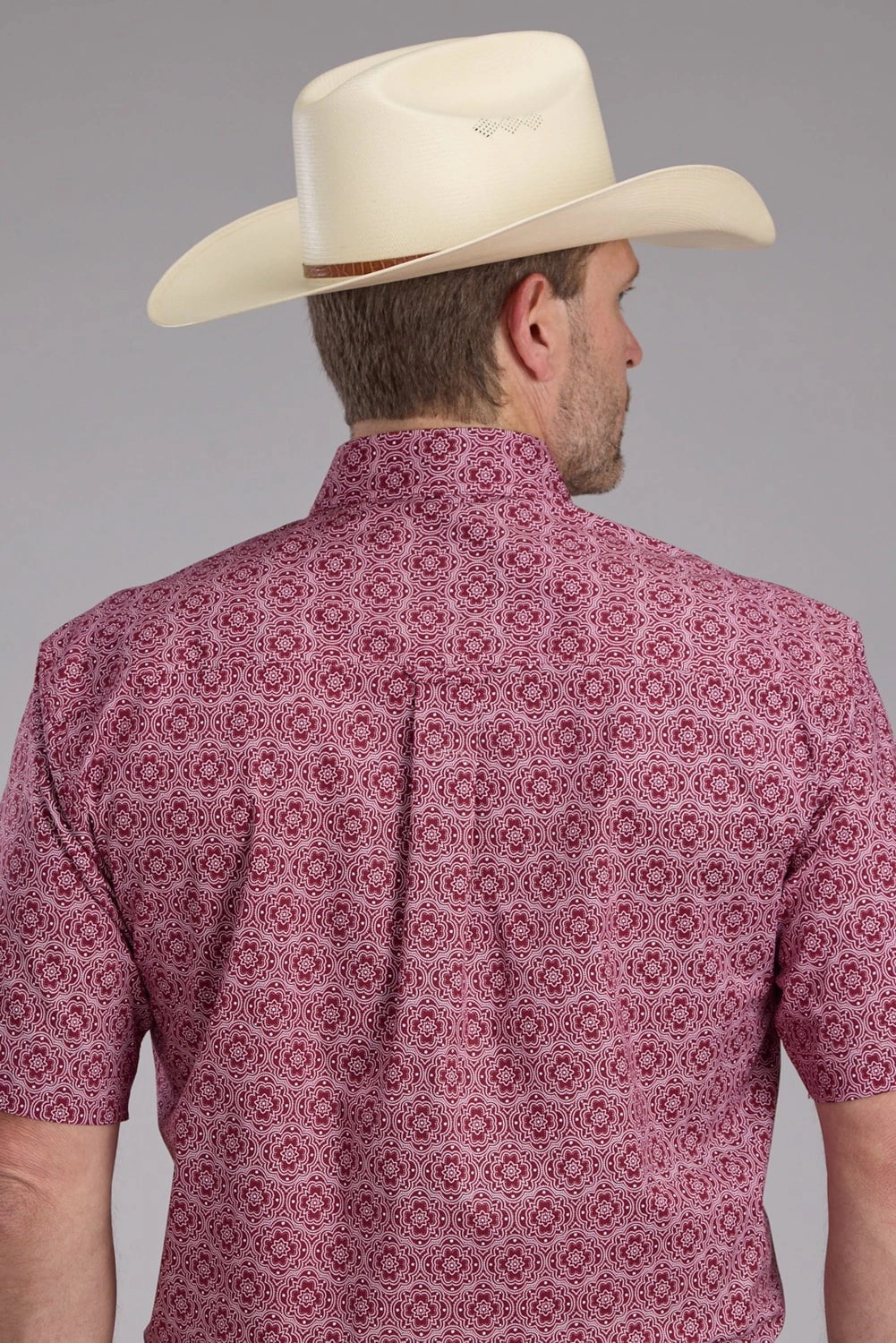 Roper Mens 2386 Medallion Paisley Red Cotton Blend 1 Pkt S/S Shirt Simple Layer