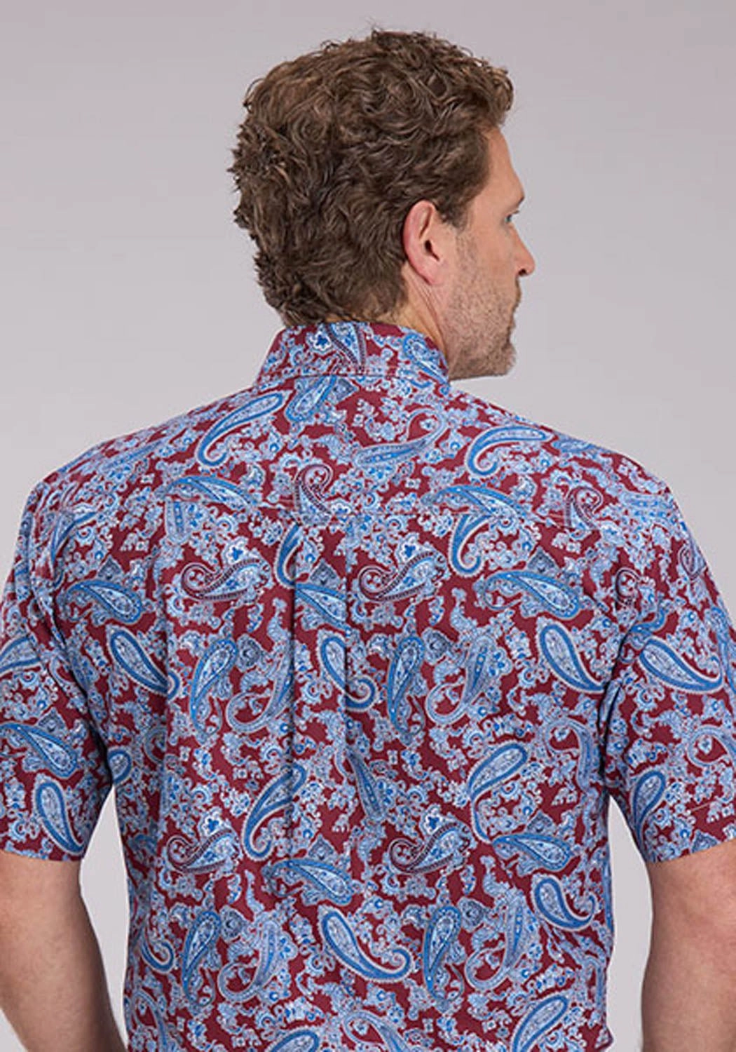 Trendy Design Classic Wardrobe Roper Mens 2496 Heritage Paisley Wine/Blue 100% Cotton 1 Pkt S/S Shirt