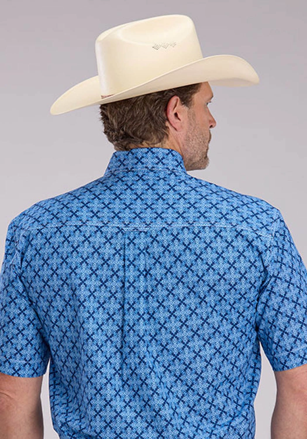 Roper Mens 2497 Ribbon Medallion Blue 100% Cotton 1 Pkt S/S Shirt Eco Friendly Dye