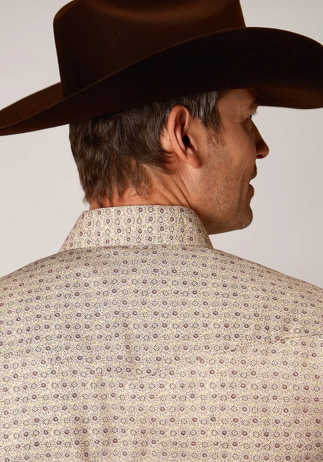 Roper Mens Beige/Rust Cotton Blend Vintage Floral S/S Shirt Roomy Cut Anti Static Finish