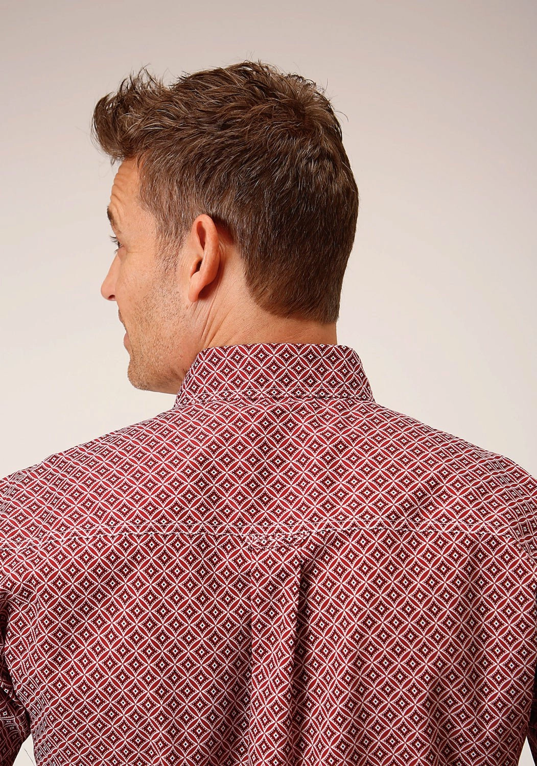 Advanced Moisture Management Tailored Style Roper Mens Diamond Foulard Red 100% Cotton S/S Shirt