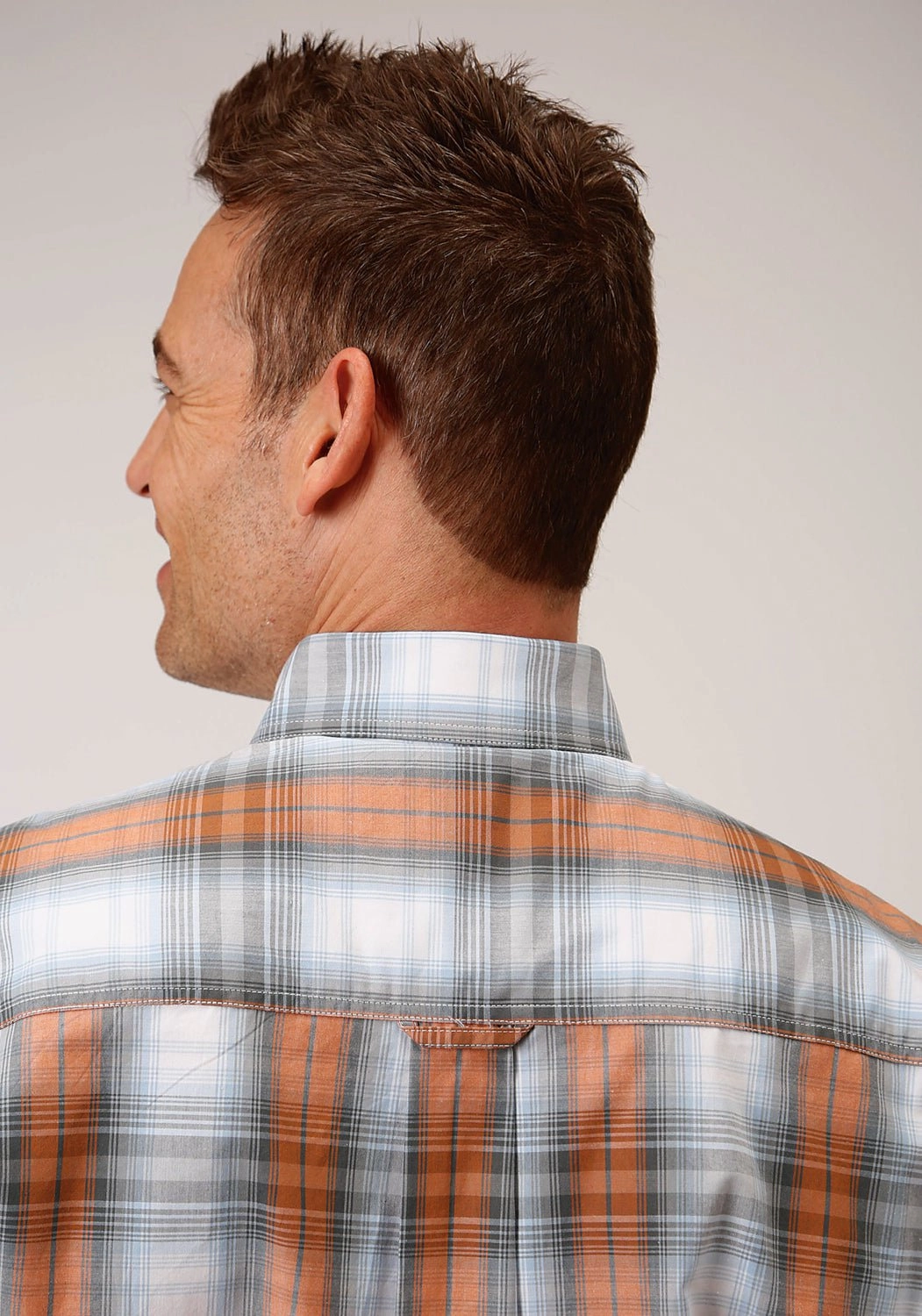 Roper Mens Grey 100% Cotton Dusk Ombre BD S/S 1 Pkt Shirt Fashionable Layer All-Ages Fit