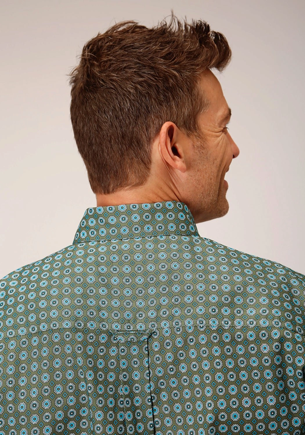 Roper Mens Olive Foulard Green 100% Cotton S/S Shirt Gym Wear Active Layer