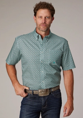 Roper Mens Silver Springs Foulard Grey 100% Cotton 1 Pkt S/S Shirt Gift Idea