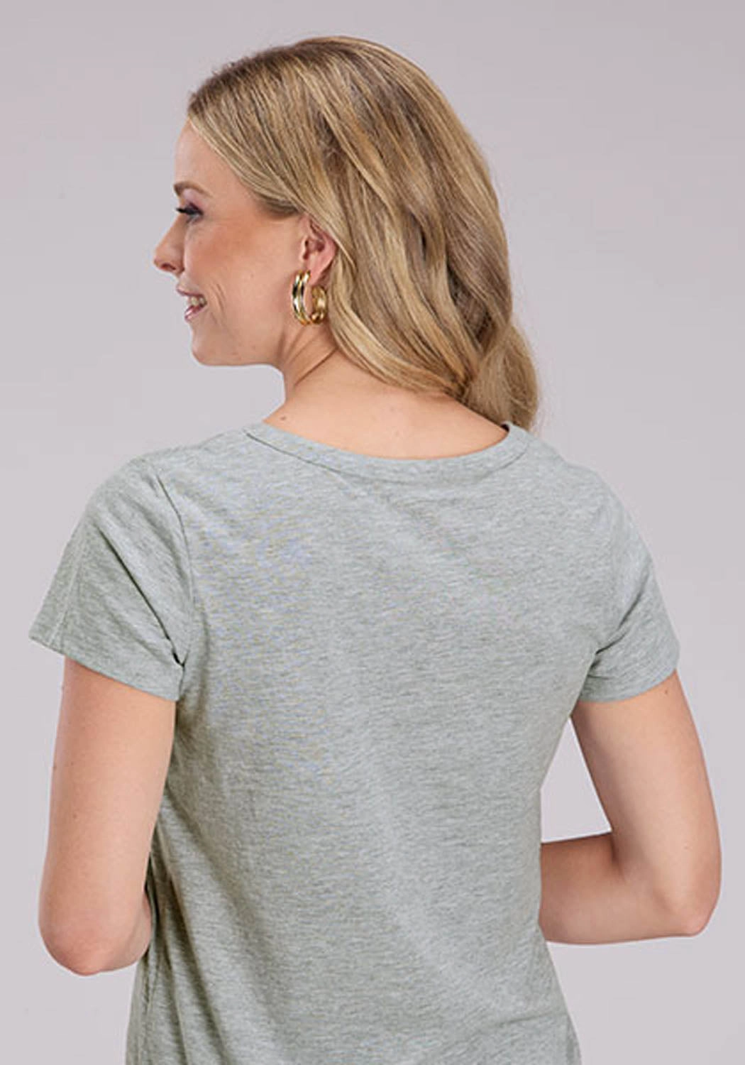 stain resistant coating Easy Wear Roper Womens Banded Collar Embroidery Grey Poly/Cotton S/S Tunic