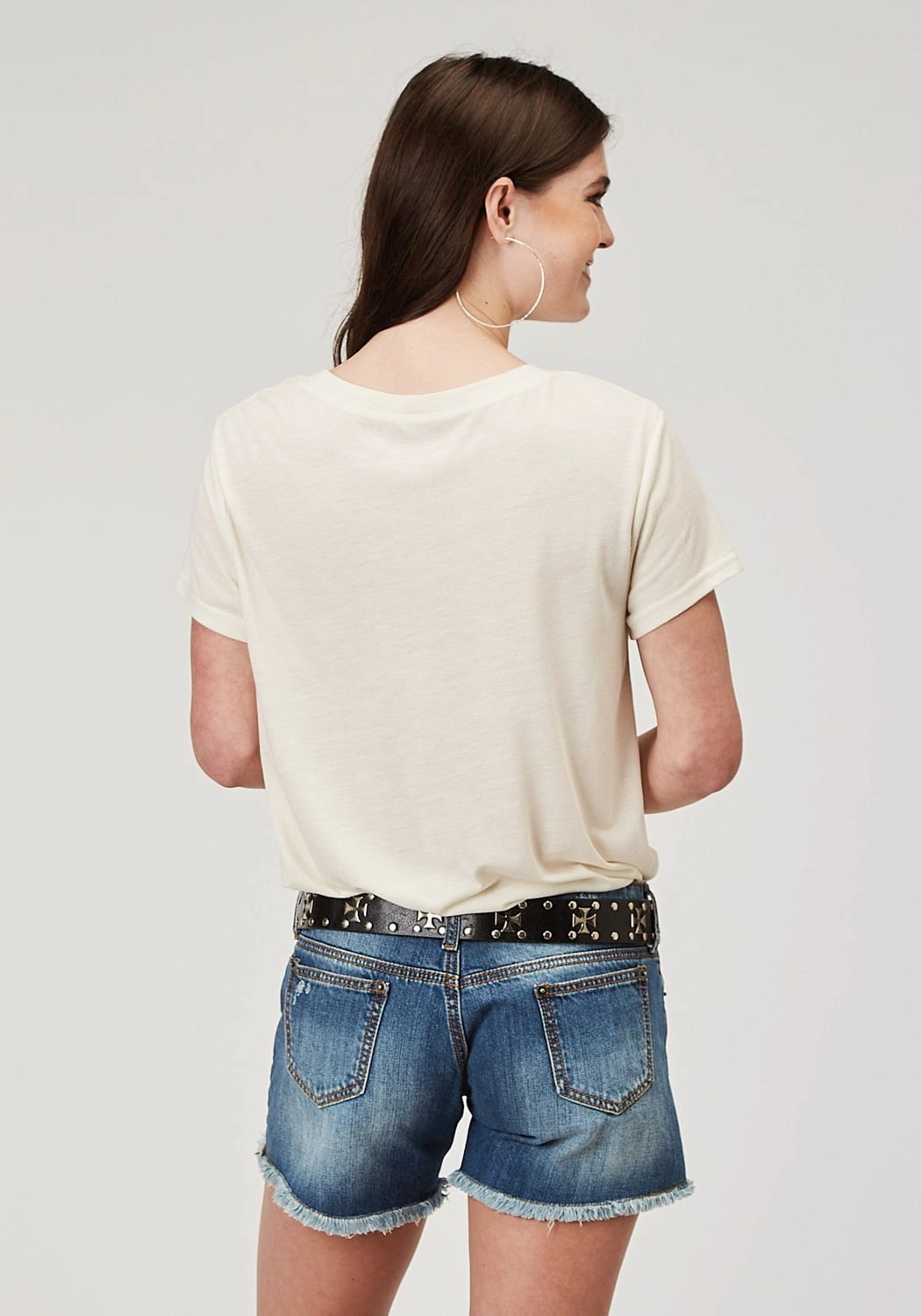 Roper Womens Cow Herd Cream Poly/Cotton S/S T-Shirt Casual Wear