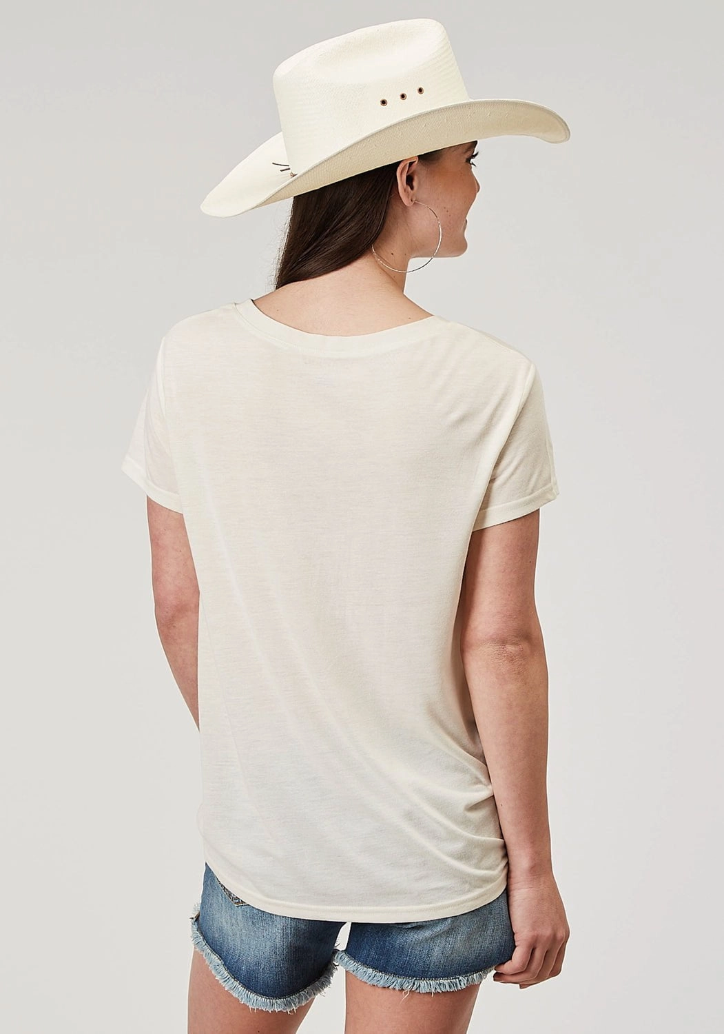 Zip Front Roper Womens Cowboy Scene Cream Poly/Cotton S/S T-Shirt