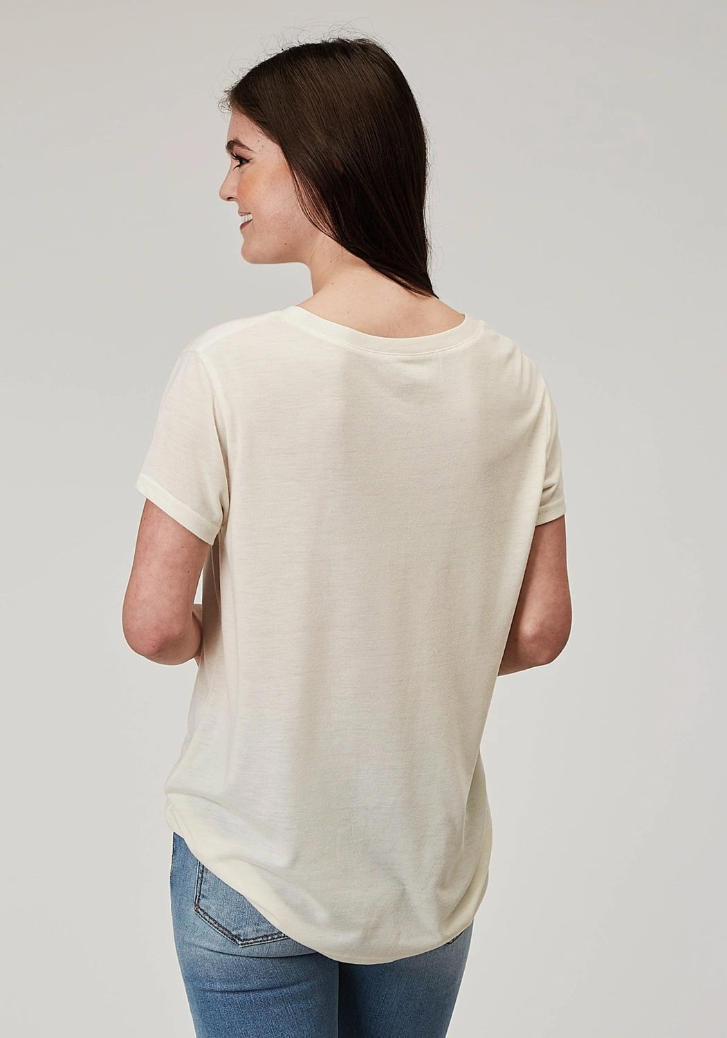 Lightweight Feel Year-Round Favorite Roper Womens Desert Buffalo Cream Poly/Cotton S/S T-Shirt