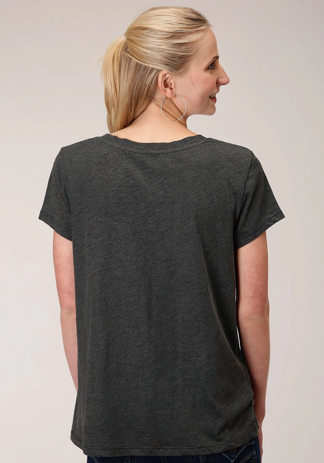 Trendsetting Design Oversized style Roper Womens Grey Poly/Rayon Southwestern Scene S/S T-Shirt