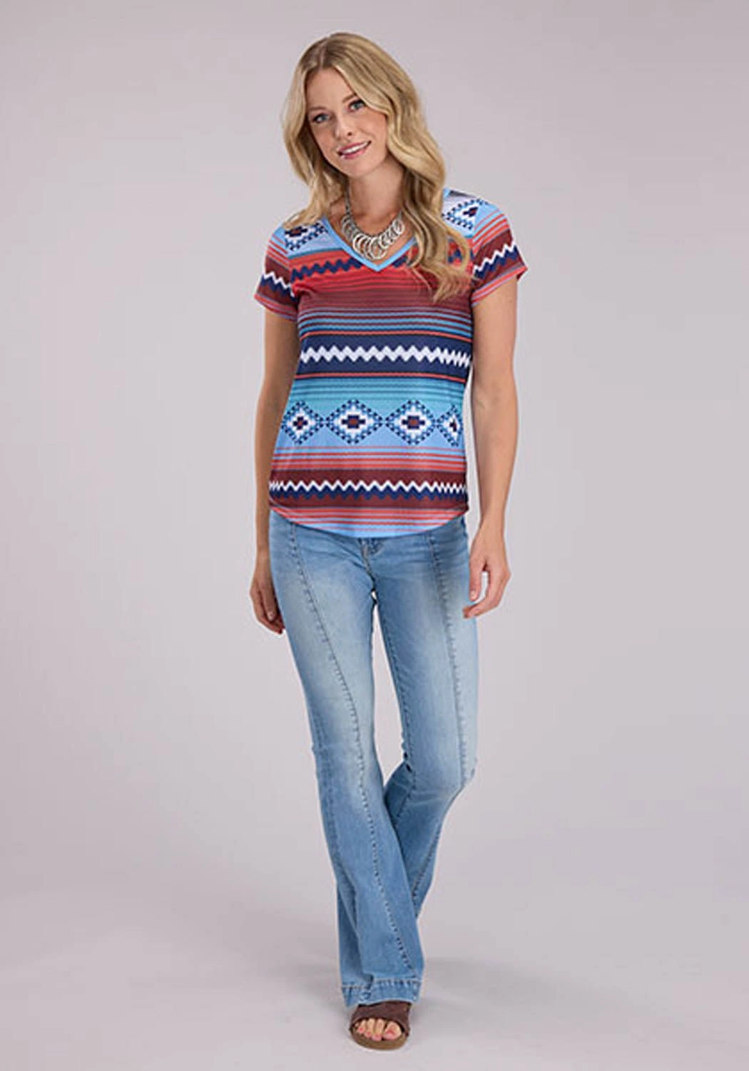 Stylish Appearance networking event Roper Womens Southwestern Sublimation Multi-Color Poly/Spandex S/S Tunic