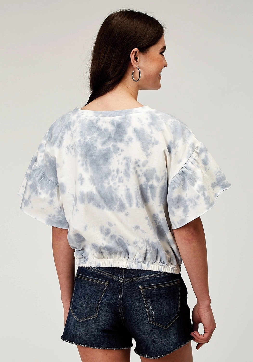 Stylish Comfort Roper Womens Tie Dye French Terry Blue 100% Cotton S/S T-Shirt