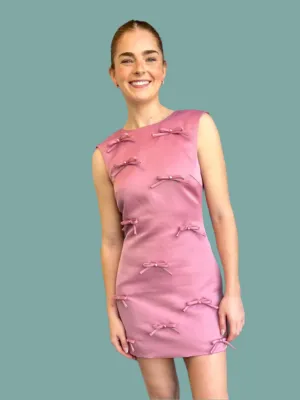 Rose Bow Shift Dress Tailored Wear Soft Draping