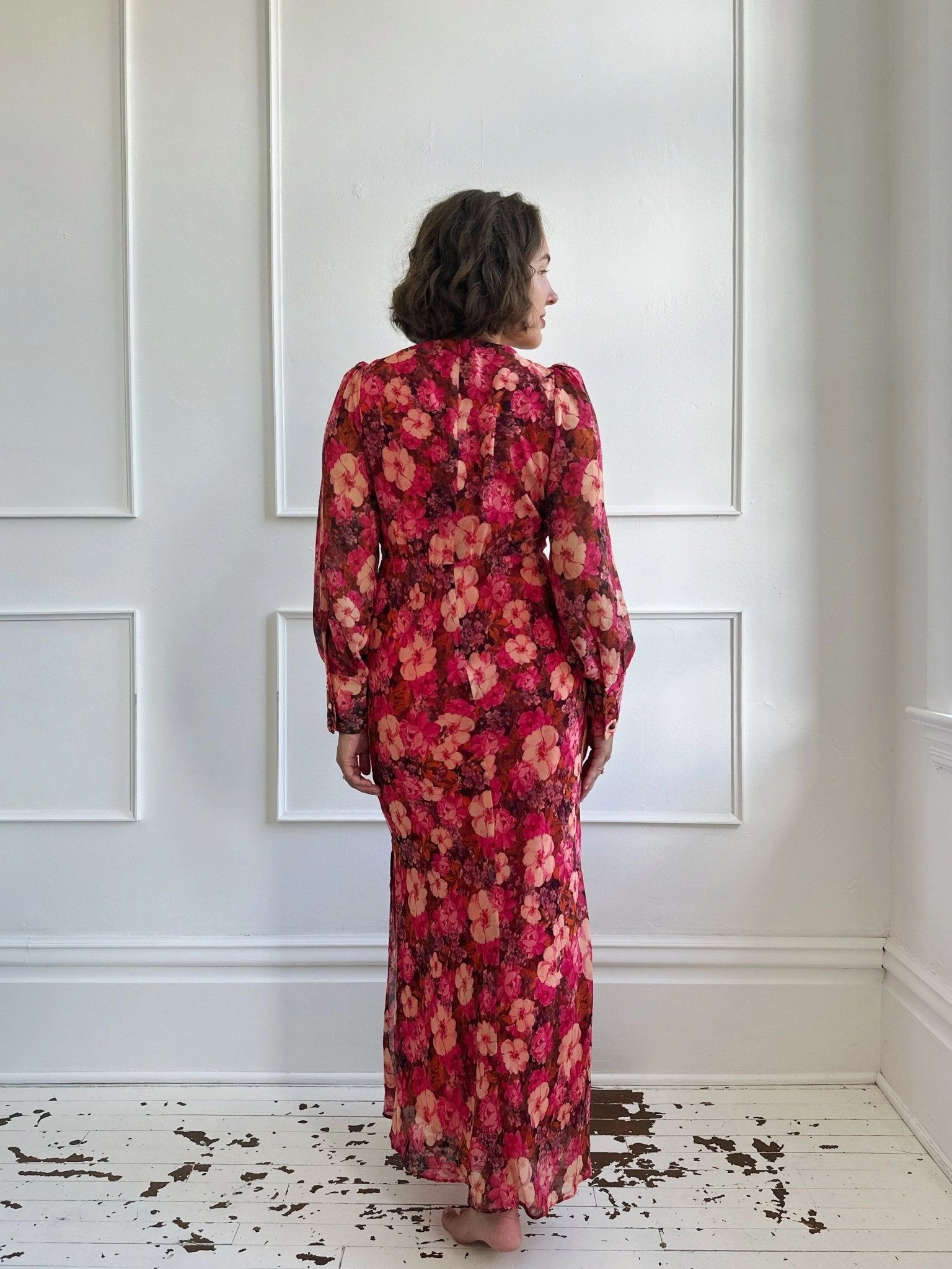 Rose Bias Maxi Dress Classic-style Sophisticated Waistband Fit