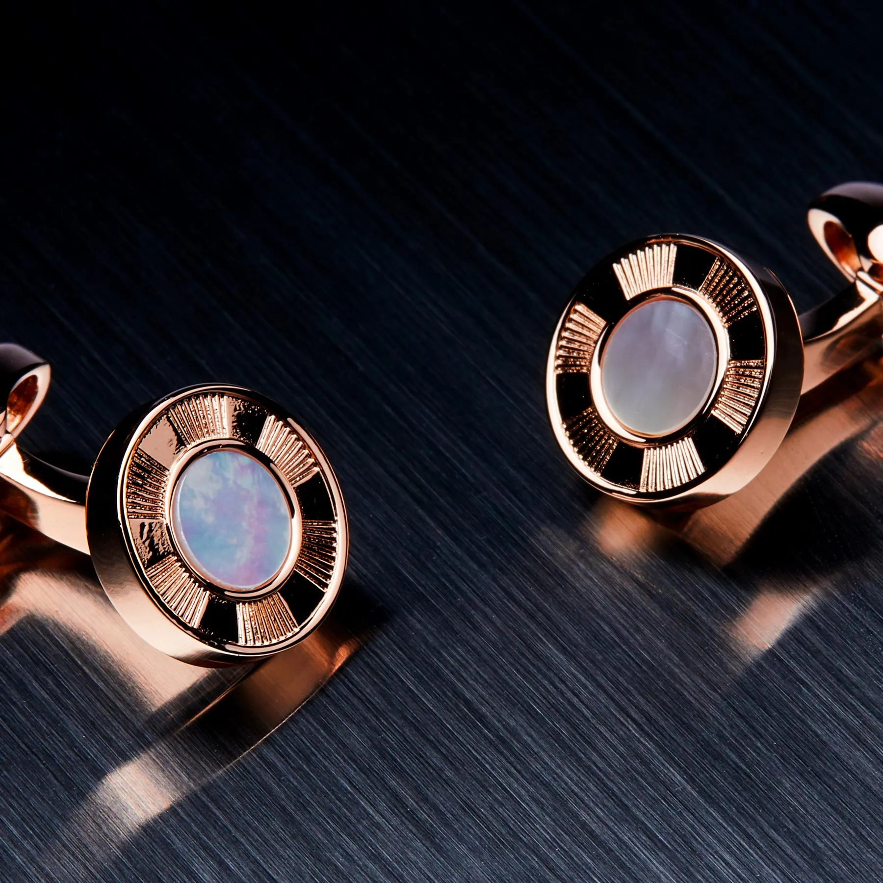 Round Men's Cufflinks, Mother of Pearl
