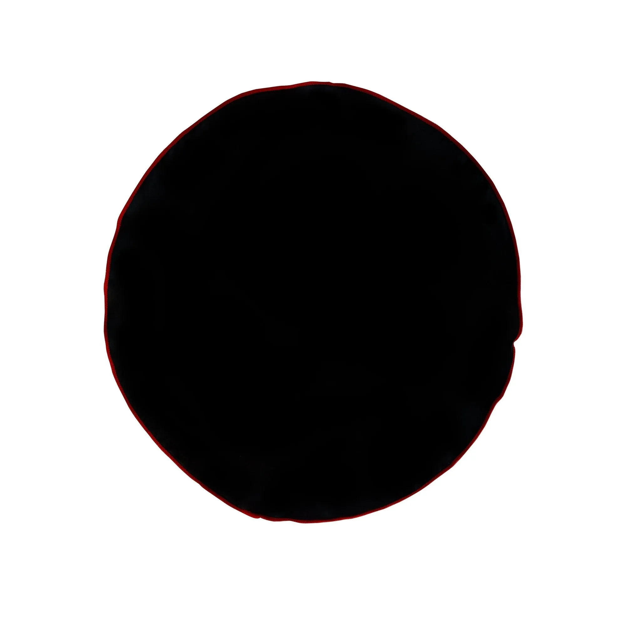 Round Pocket Square in Black with Red Edges