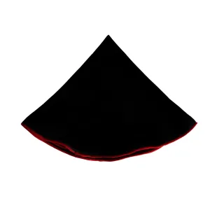 Round Pocket Square in Black with Red Edges