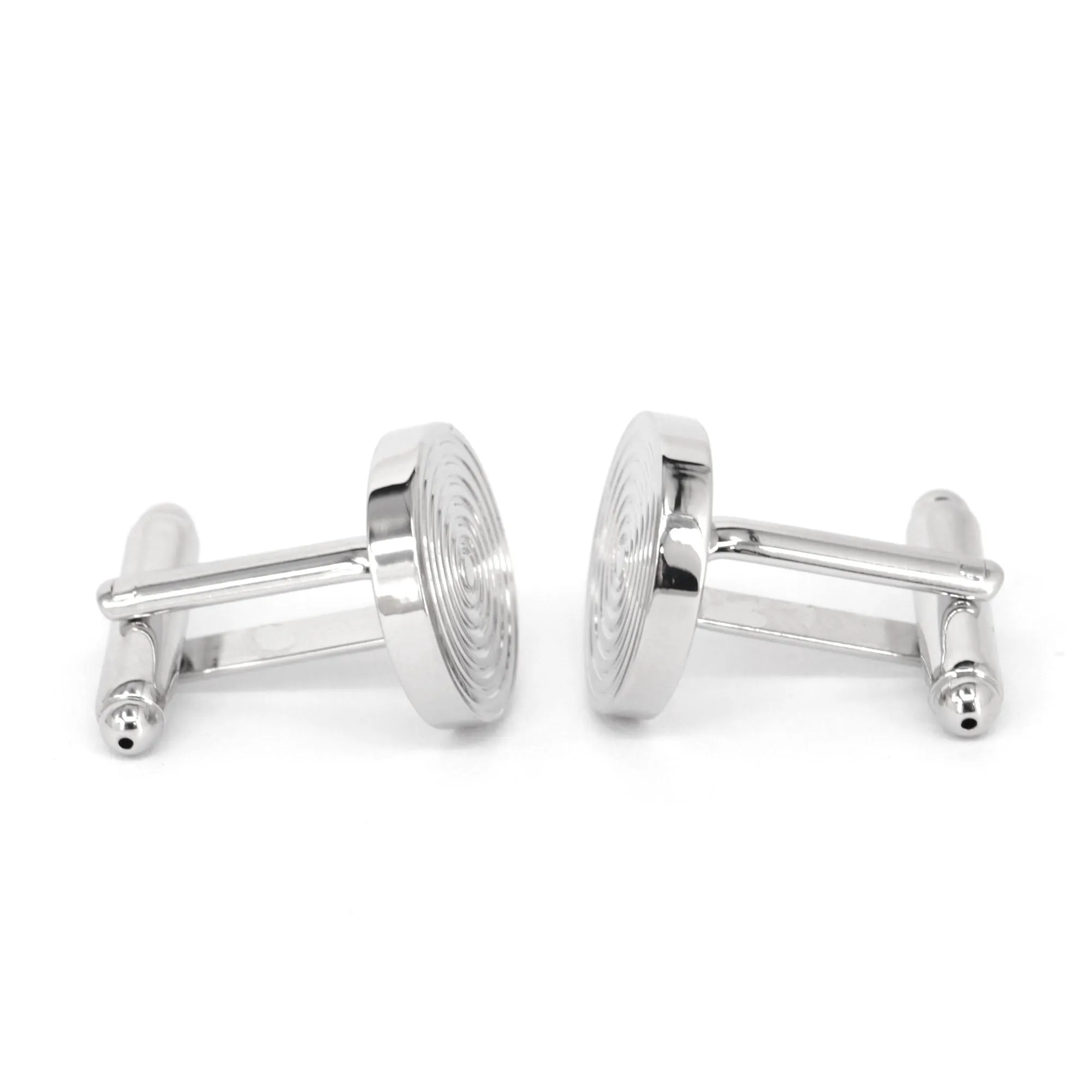 Round Spiral Cufflinks in Silver