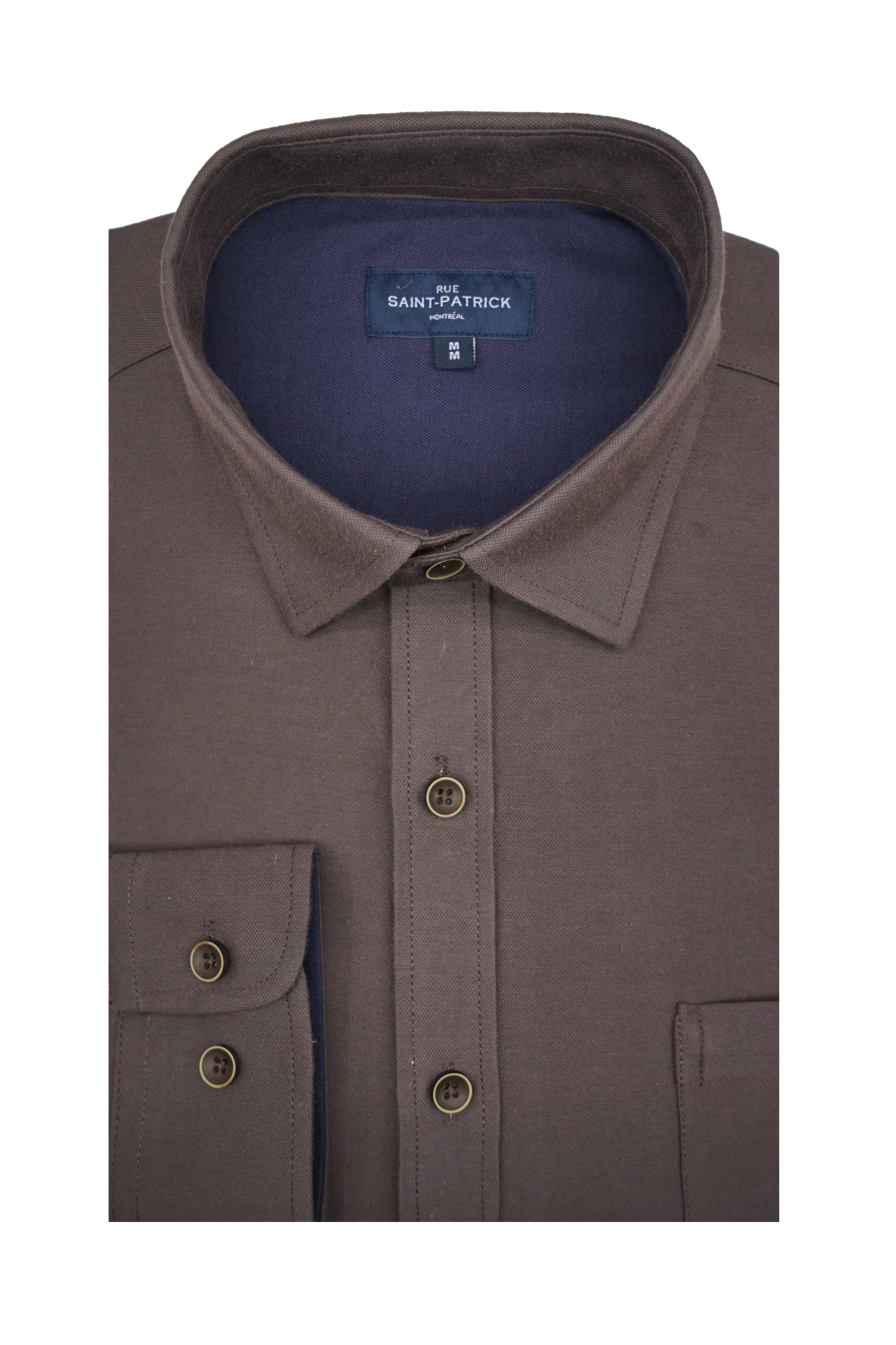 Rowland Knitted Pique Shirt in Umber