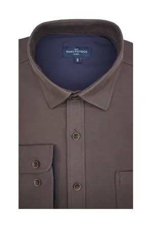Rowland Knitted Pique Shirt in Umber