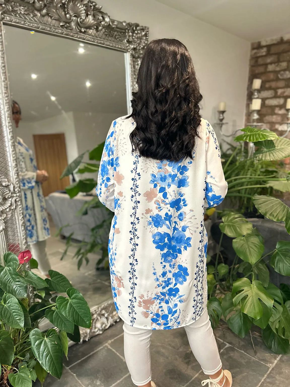 Royal Blue Floral Print Dress Tina
