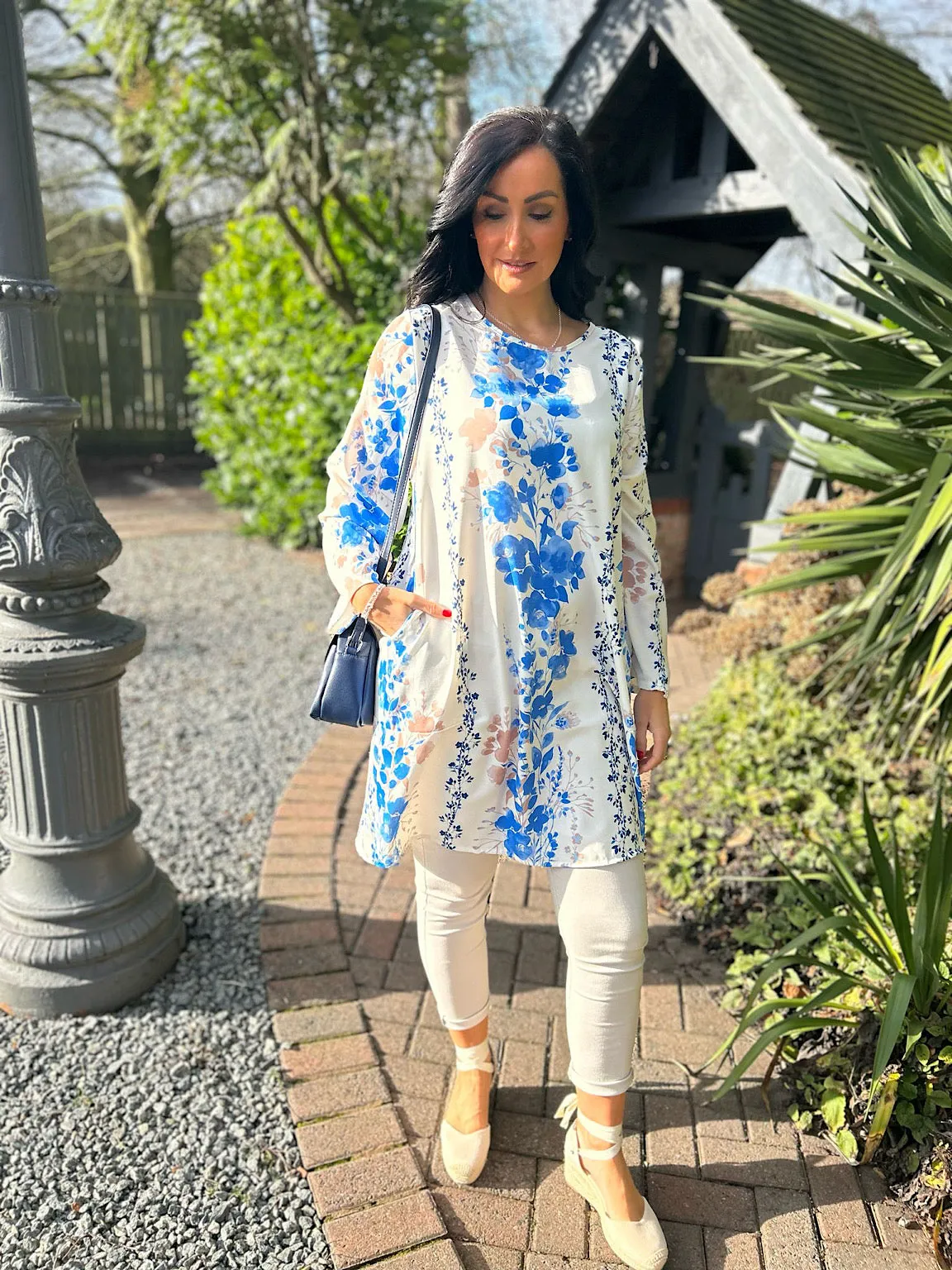 Royal Blue Floral Print Dress Tina