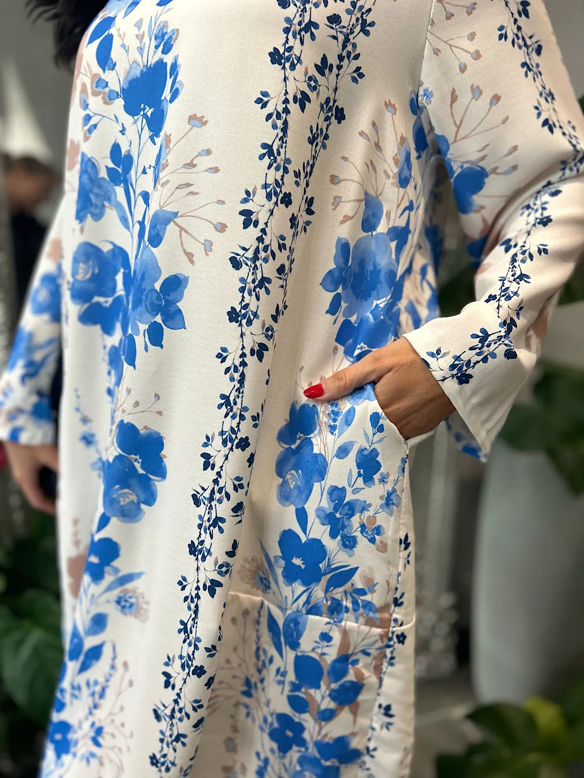 Royal Blue Floral Print Dress Tina