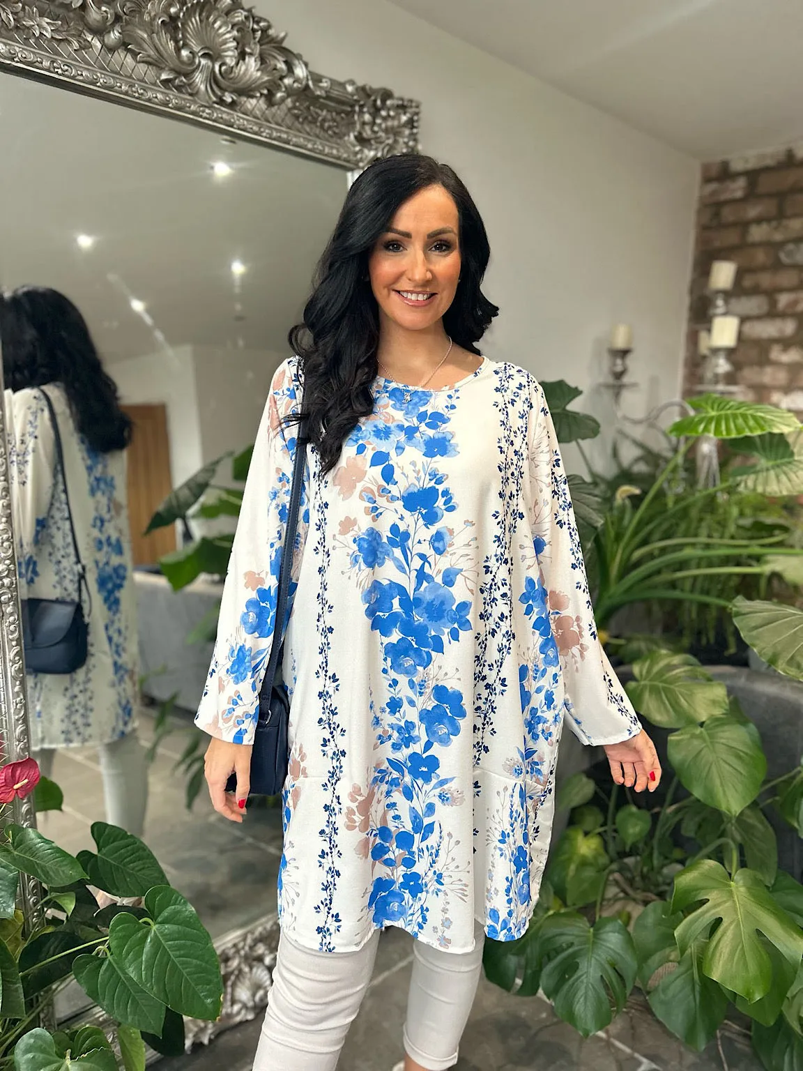 Royal Blue Floral Print Dress Tina