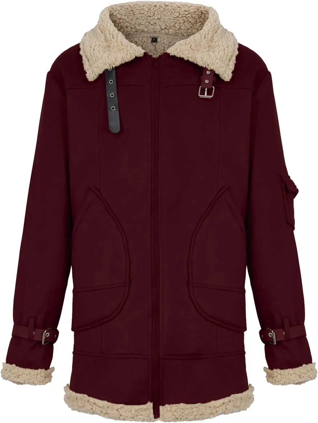 RTRDE Men's Winter Trench Coat Sherpa Lined Lapel Coat Long Jacket Outwear Coat Men, M-5XL
