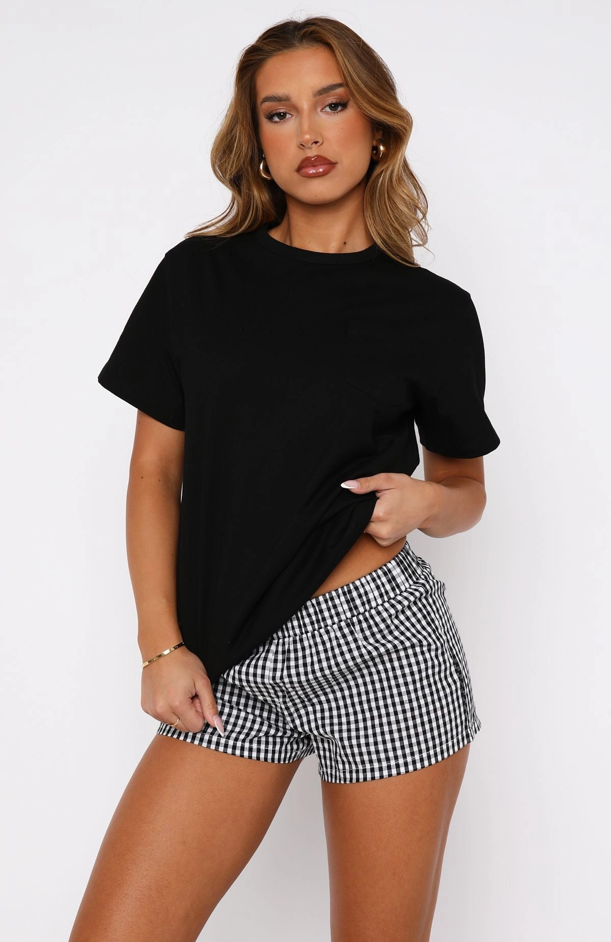 Thought About It Shorts Black Gingham baseball uniform Noise Free Operation Design