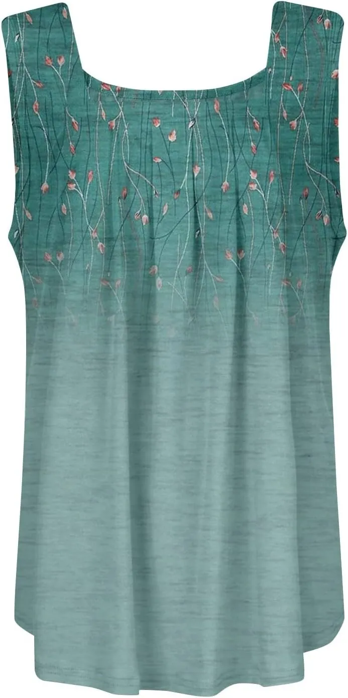 Ruffled Square Collar Tank Top Women Striped Tank Tee 2025 Summer Casual Loose Fit Sleeveless Shirt