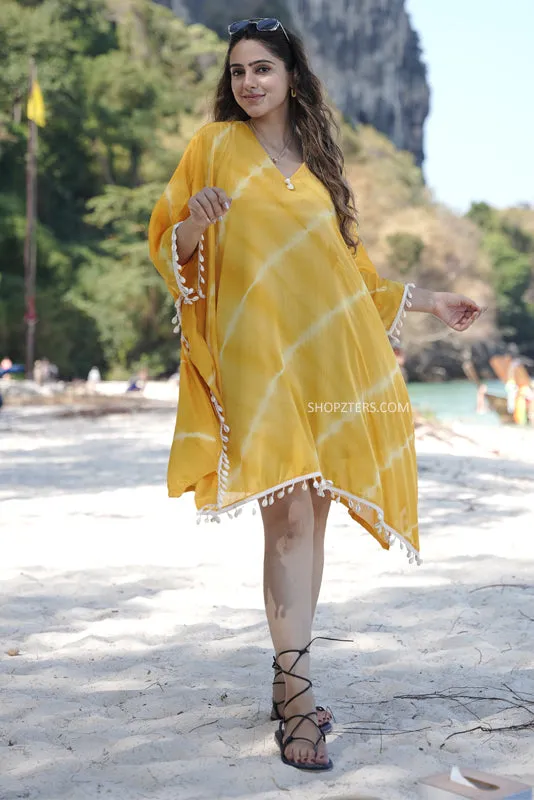 Saffron Sunburst Crepe Kaftan