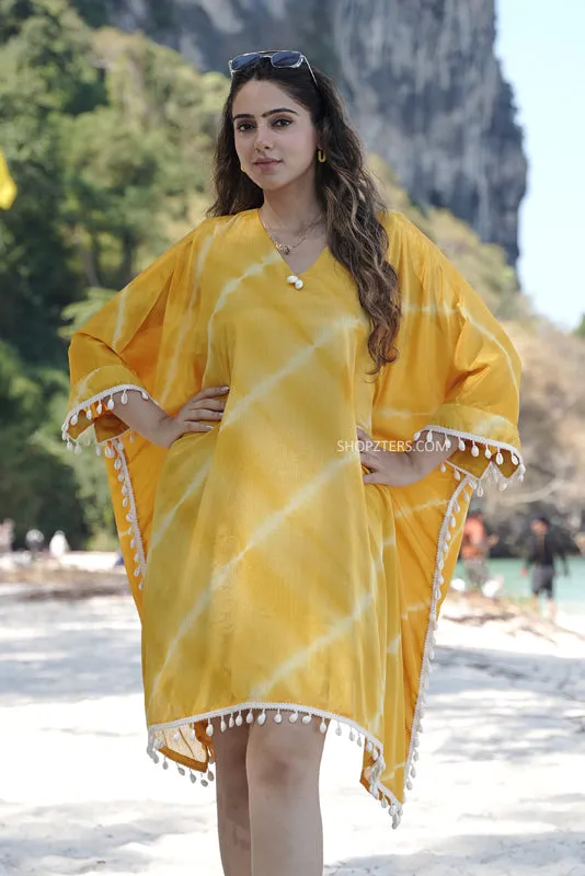 Saffron Sunburst Crepe Kaftan