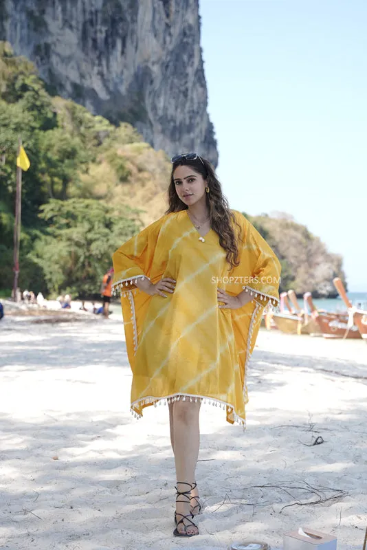 Saffron Sunburst Crepe Kaftan