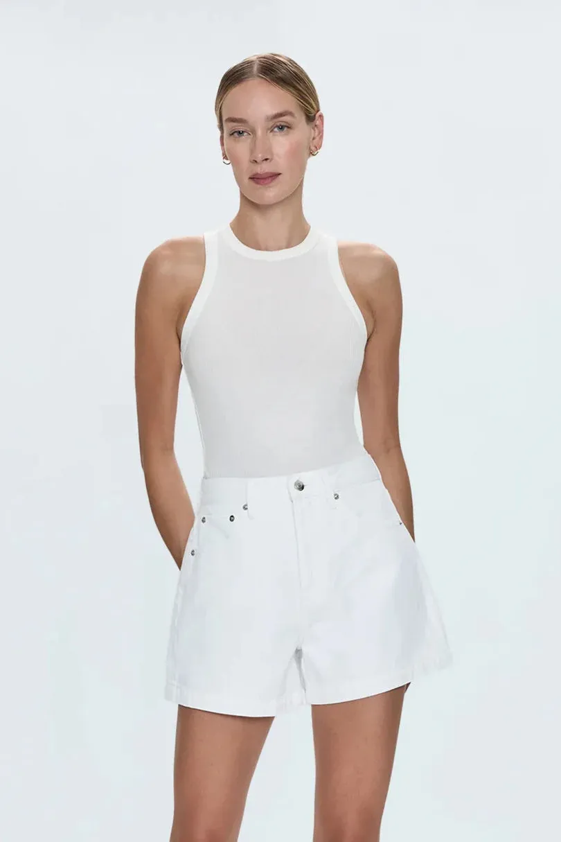 Saige High Rise A-Line Short - Polished White All Day Movement Fit petite size