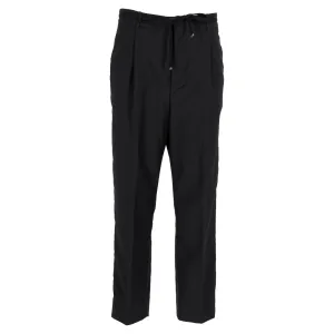 Saint Laurent Tapered Drawstring Jogger Trousers in Black Wool