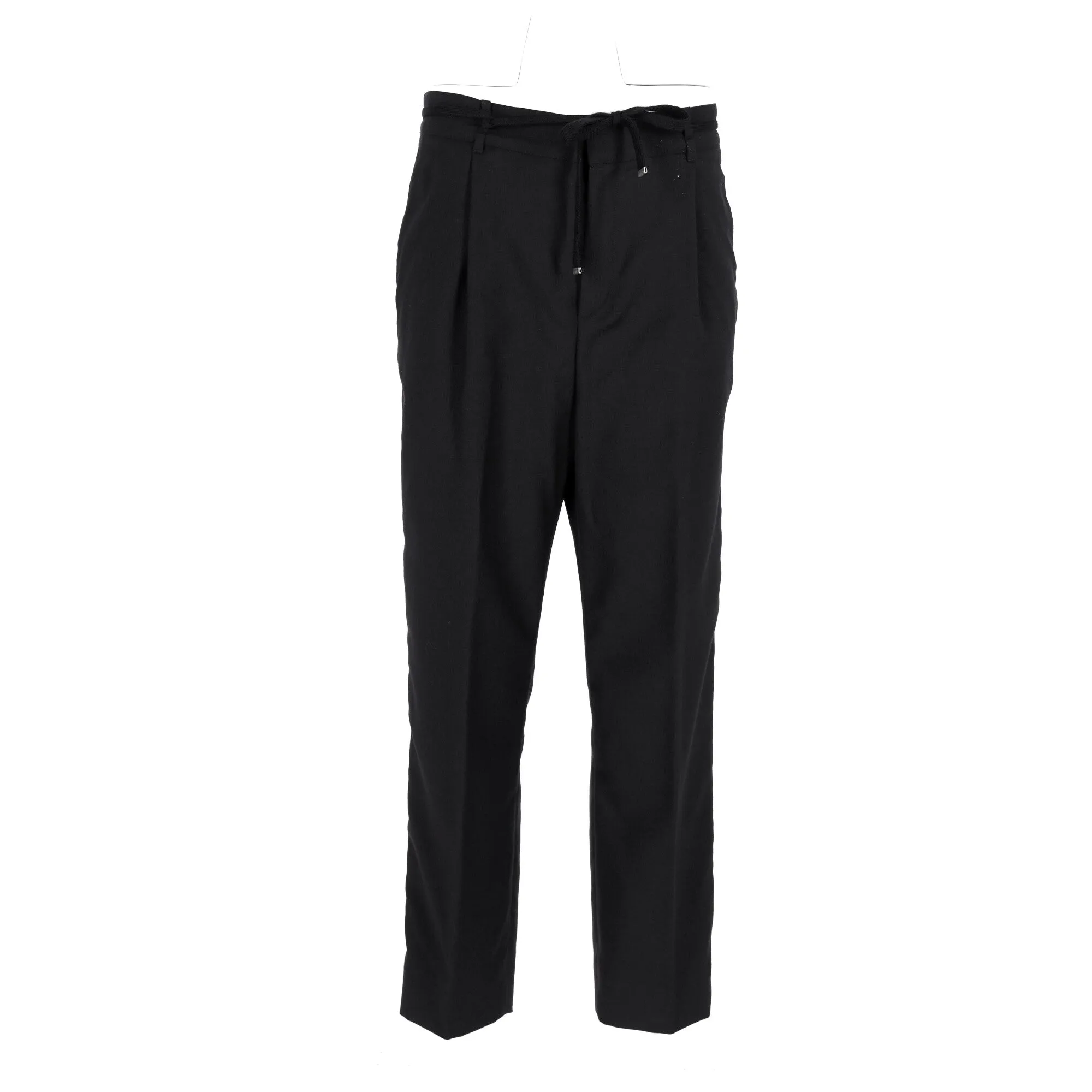 Saint Laurent Tapered Drawstring Jogger Trousers in Black Wool