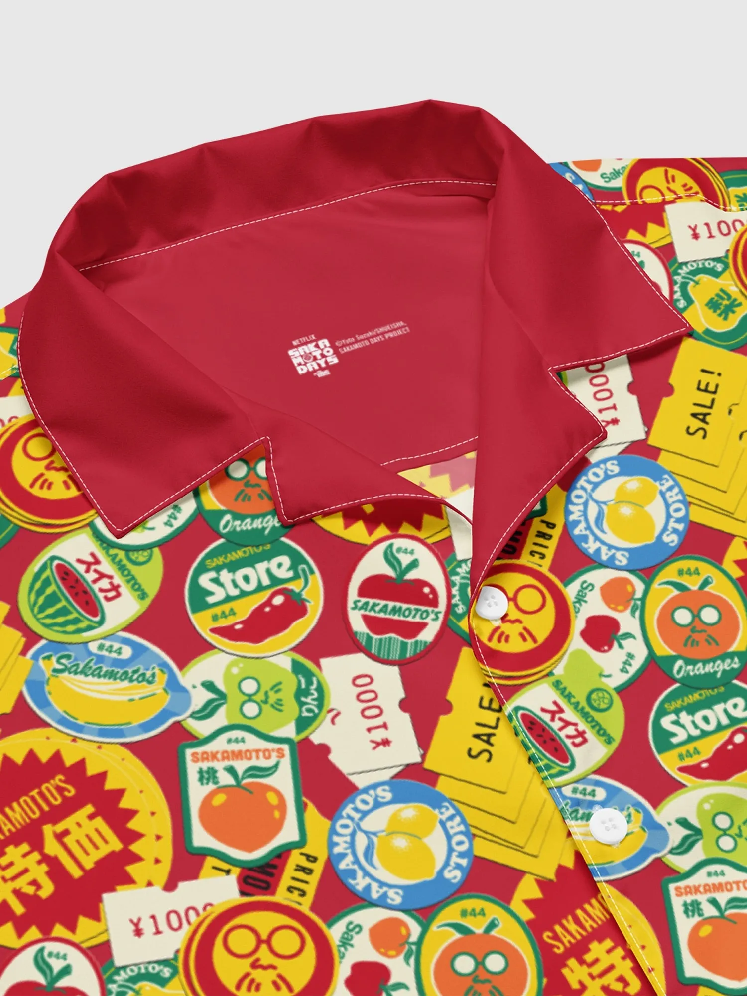 Sakamoto Days Stickers Button Up Shirt