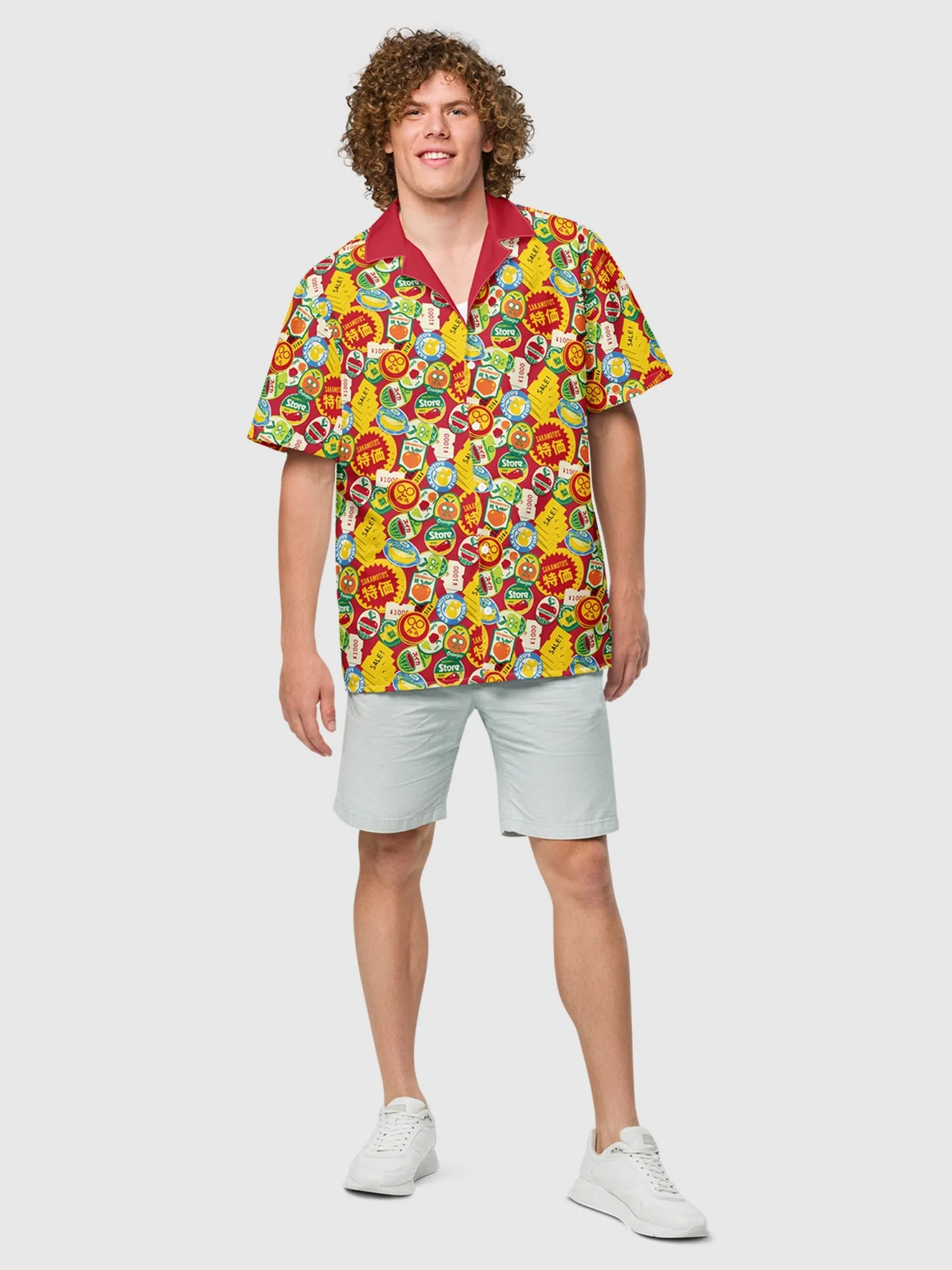 Sakamoto Days Stickers Button Up Shirt